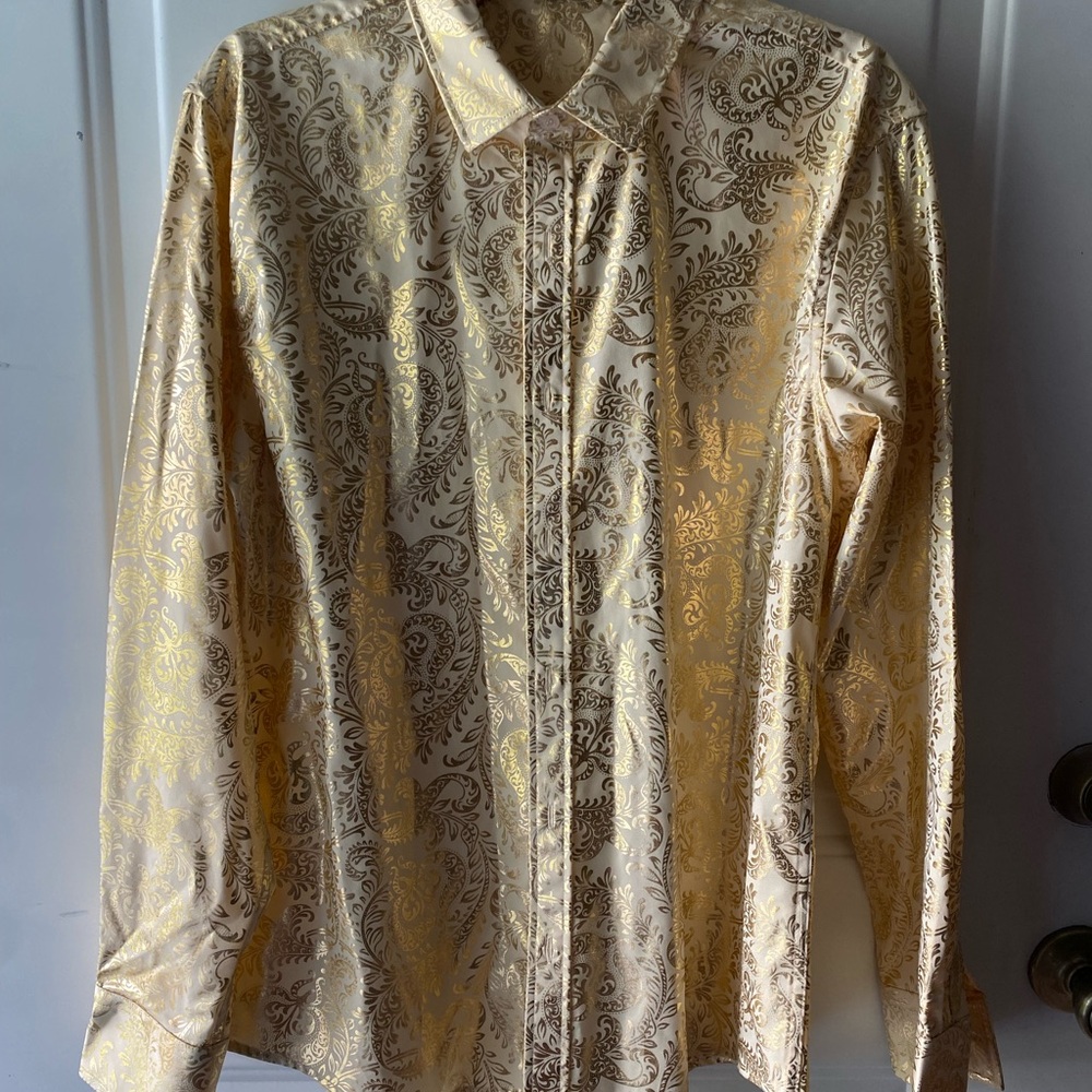 Elegant Gold Patterned Men's Shirt